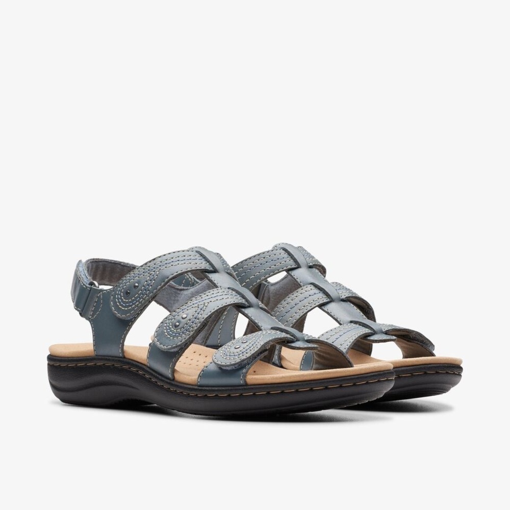 CLARKS WOMEN'S LAURIEANN VINE BLUE GREY LEATHER Size 7.5 - Picture 2 of 9